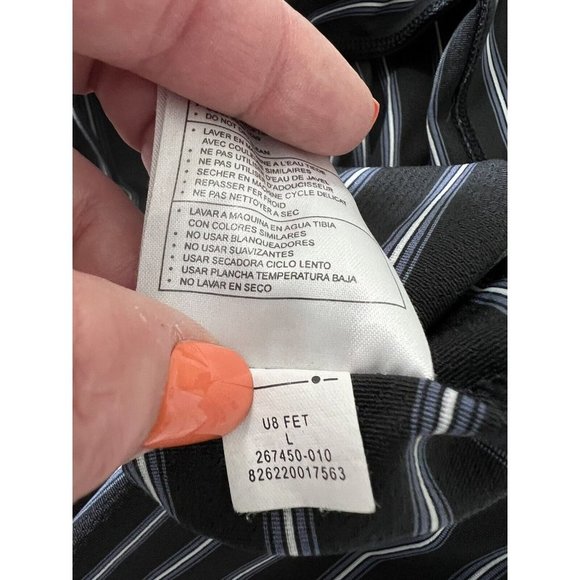 Nike Fit Dry Golf Polo Black White Striped Men’s Size L Large Performance - Picture 6 of 7